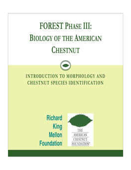 Forest Phase Iii: Biology of the American Chestnut