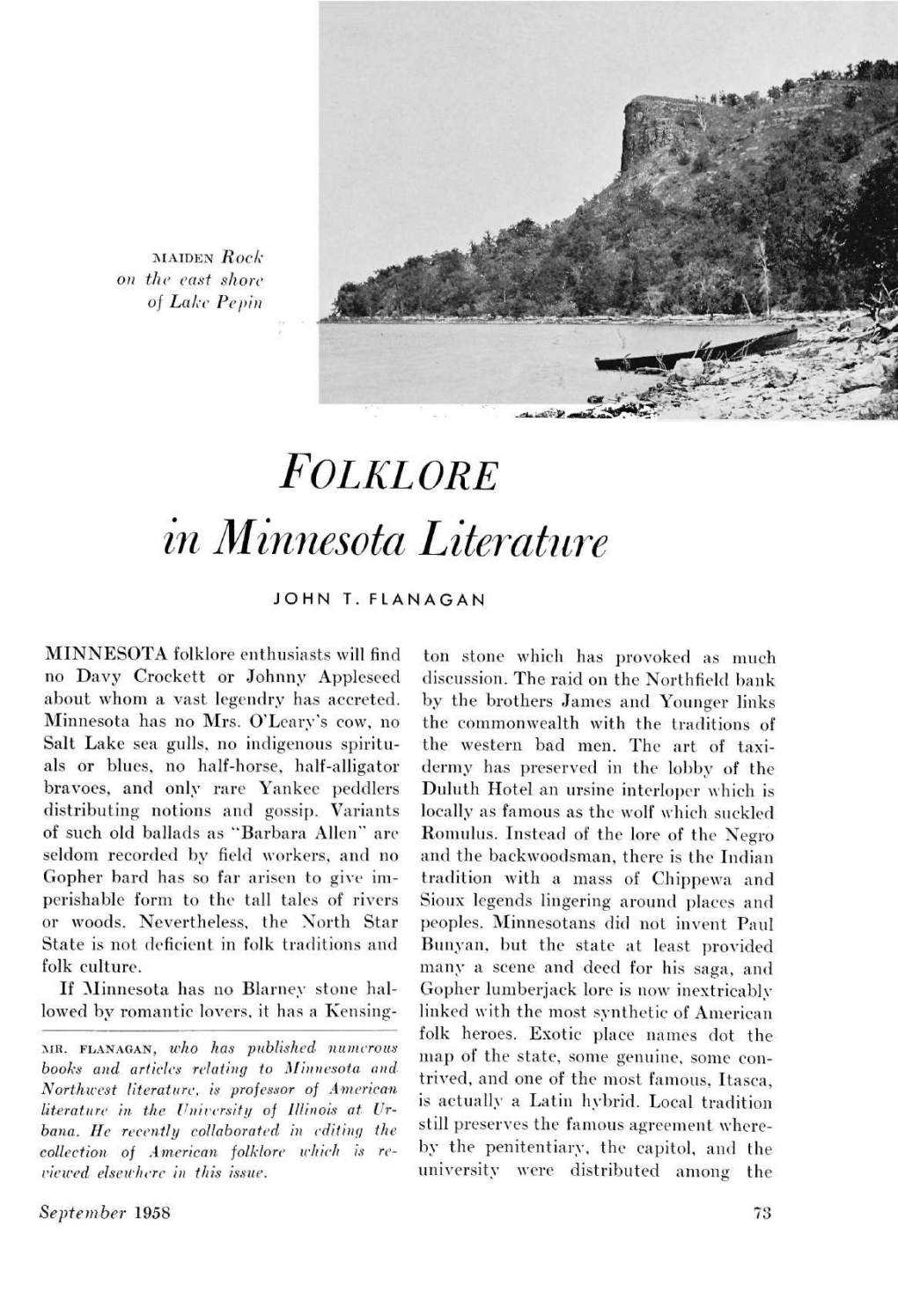 FOLKLORE in Minnesota Literature