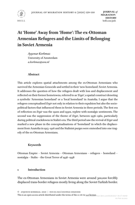 Away from 'Home': the Ex-Ottoman Armenian Refugees and the Limits