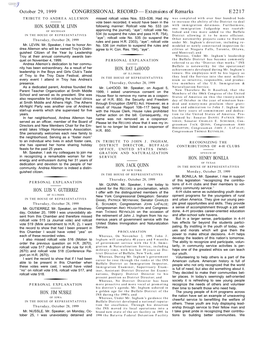 CONGRESSIONAL RECORD— Extensions of Remarks E2217 HON