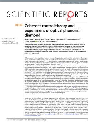 Coherent Control Theory and Experiment of Optical Phonons In