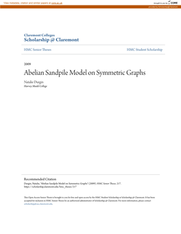 Abelian Sandpile Model on Symmetric Graphs Natalie Durgin Harvey Mudd College