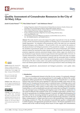 Quality Assessment of Groundwater Resources in the City of Al-Marj, Libya