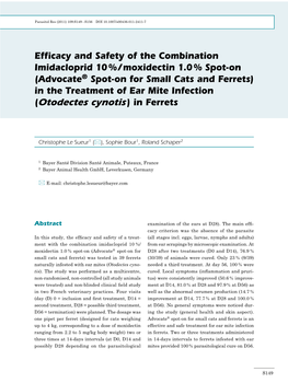 (Otodectes Cynotis ) in Ferrets