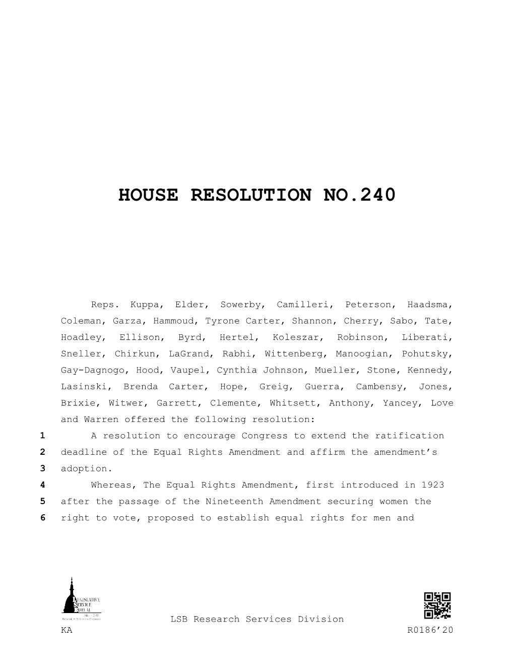 House Resolution No.240