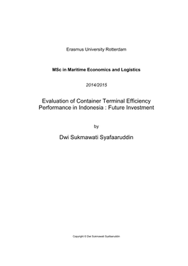 Evaluation of Container Terminal Efficiency Performance in Indonesia : Future Investment