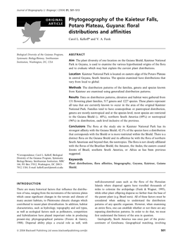 Phytogeography of the Kaieteur Falls, Potaro Plateau, Guyana: Floral