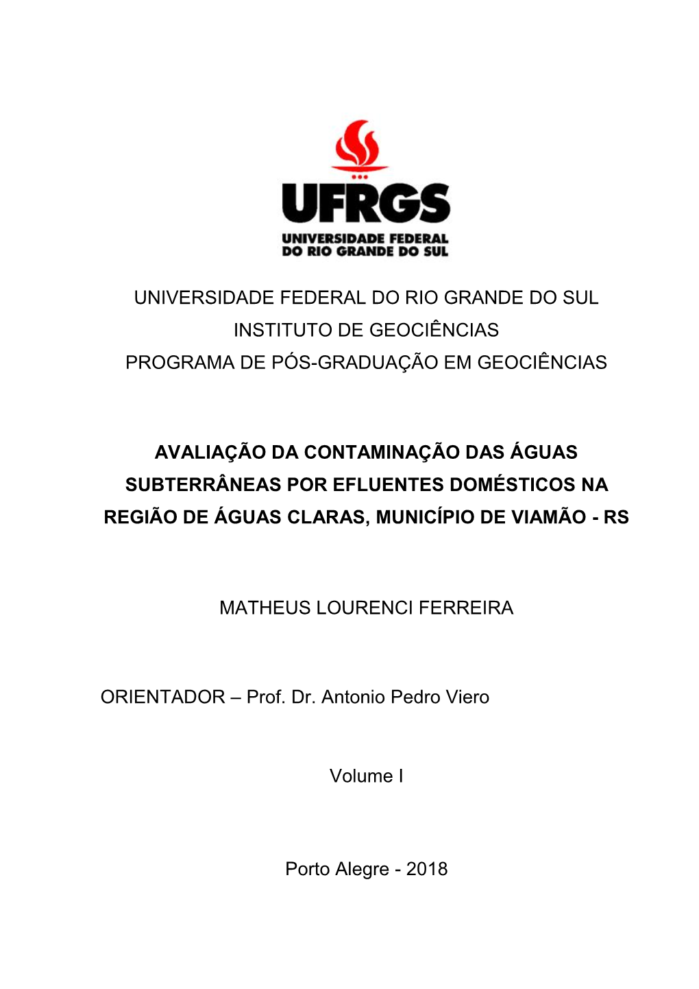 Universidade Federal Do Rio Grande Do Sul Instituto De Geociências Programa De Pós-Graduação Em Geociências