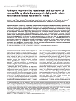 Pathogen Response-Like Recruitment and Activation of Neutrophils by Sterile Immunogenic Dying Cells Drives Neutrophil-Mediated Residual Cell Killing