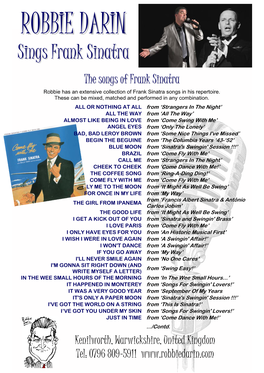 Frank Sinatra Songs in His Repertoire