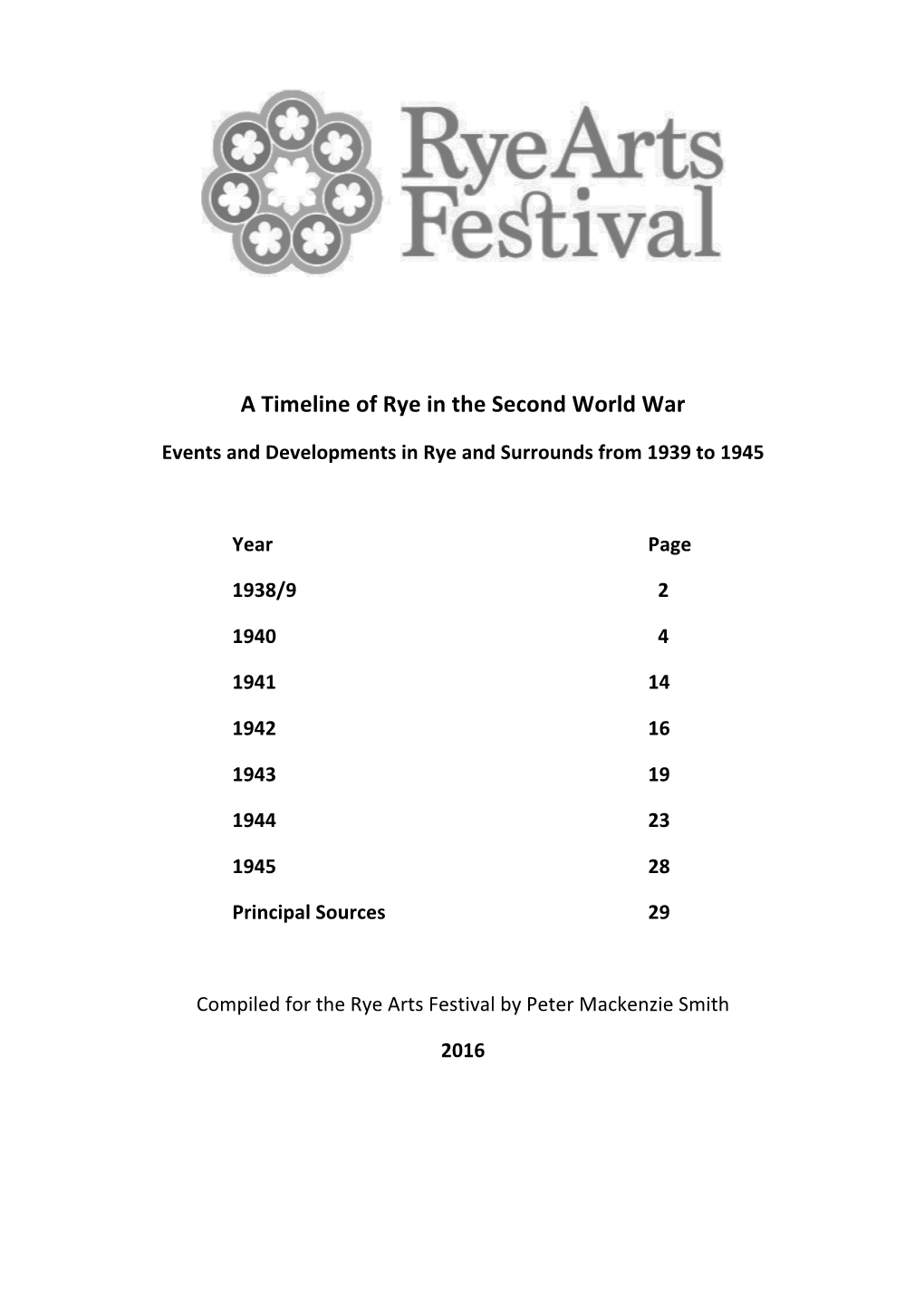 A Timeline of Rye in the Second World War