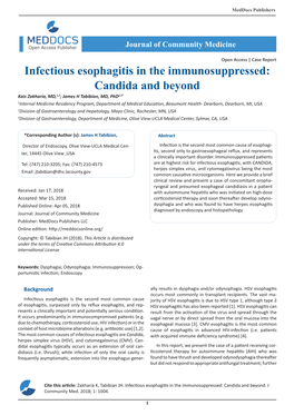 Infectious Esophagitis in the Immunosuppressed: Candida And