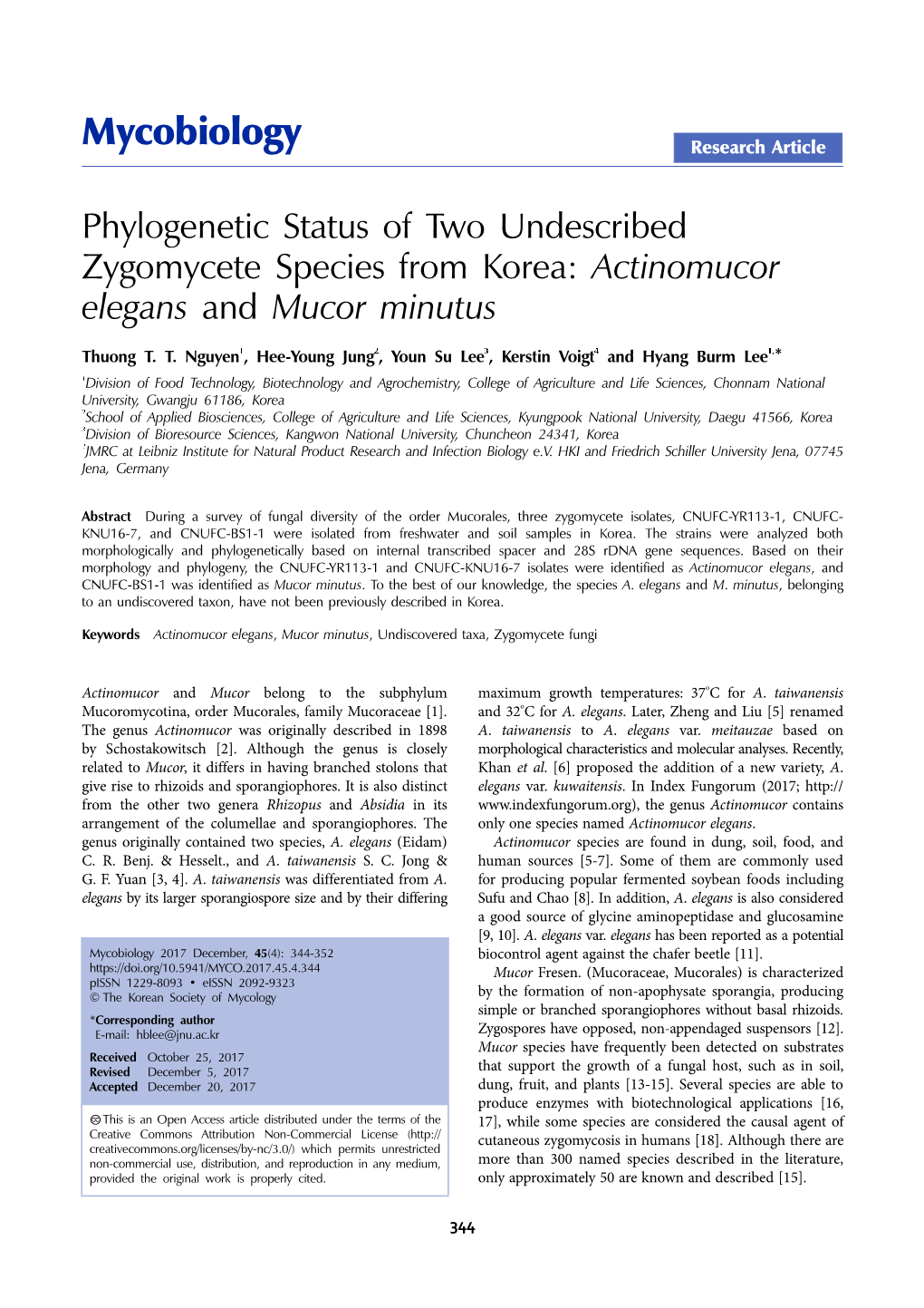 Mycobiology Research Article