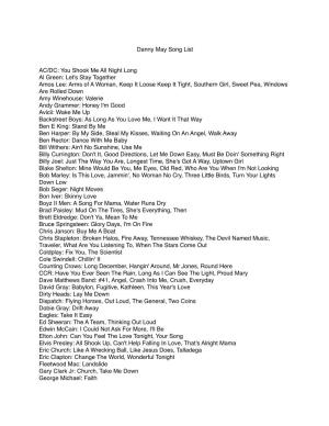 Danny May Songlist