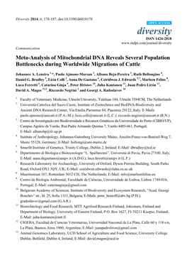 Meta-Analysis of Mitochondrial DNA Reveals Several Population Bottlenecks During Worldwide Migrations of Cattle