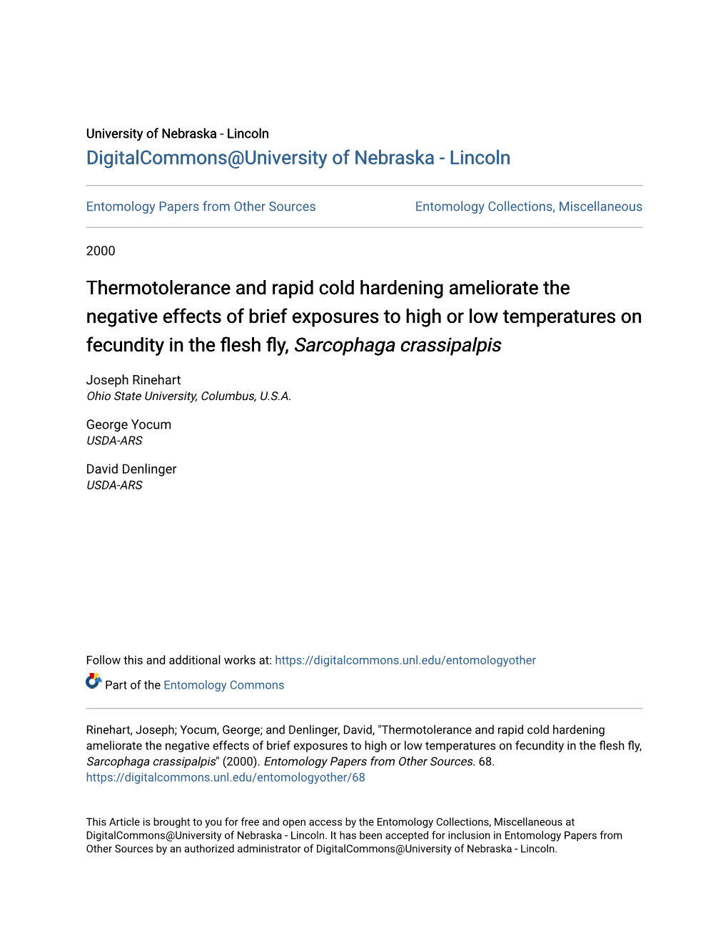 Thermotolerance and Rapid Cold Hardening Ameliorate the Negative