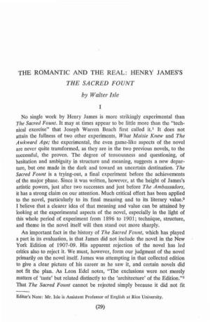 HENRY JAMES's the SACRED FOUNT by Walter Isle