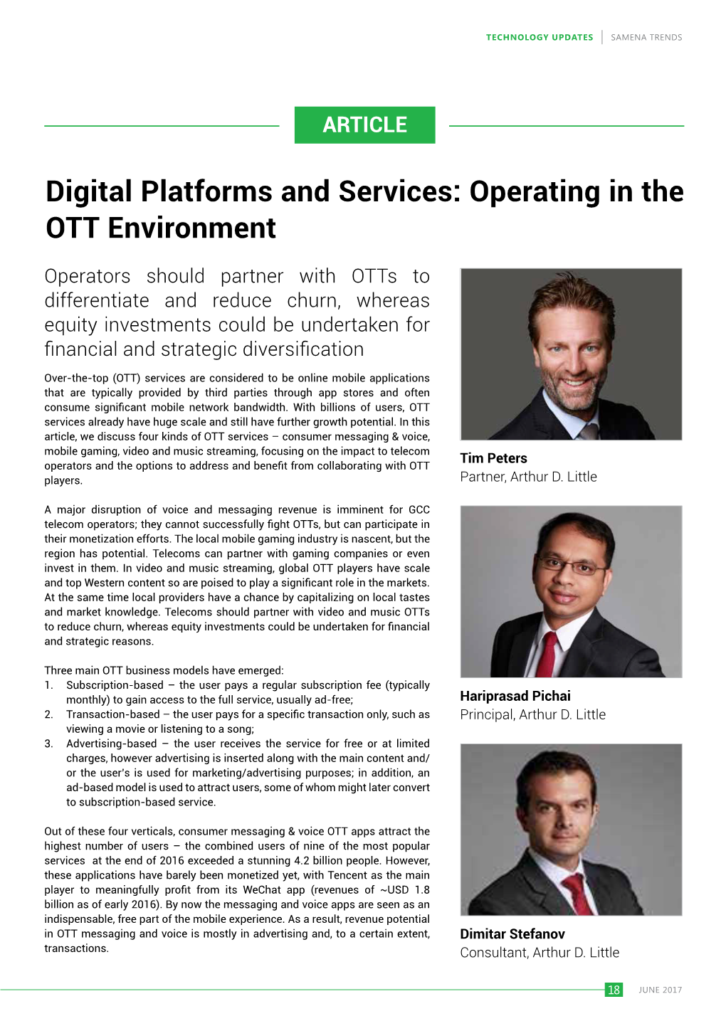 Digital Platforms and Services: Operating in the OTT Environment