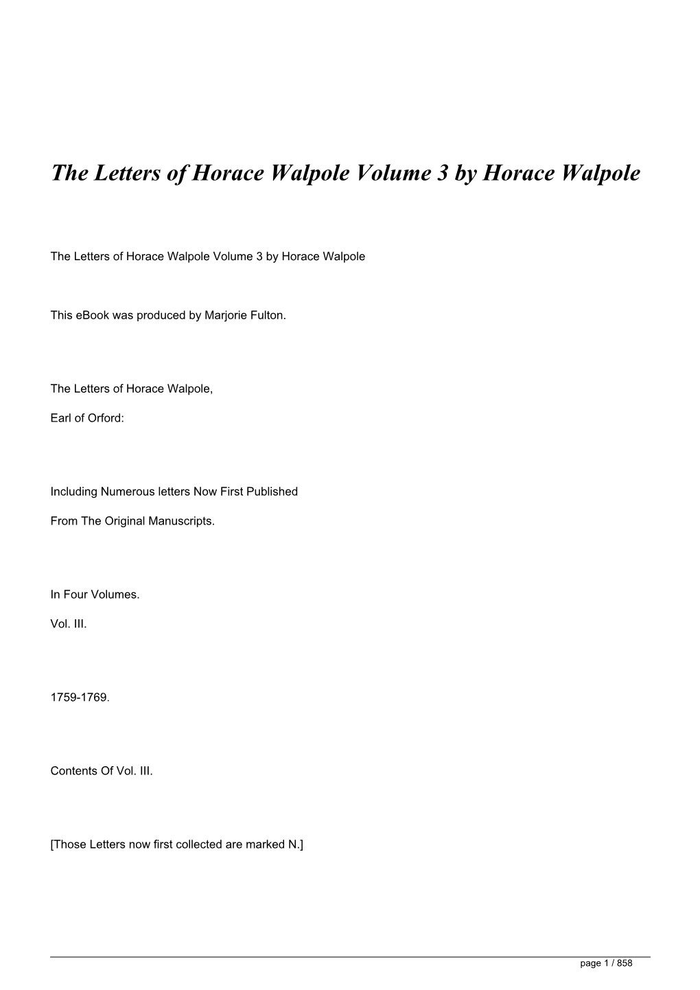 Download the Letters of Horace Walpole Volume 3