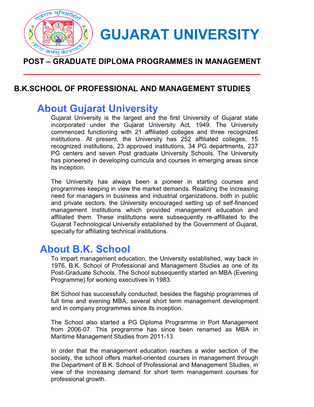 Bkschool PG Diploma Programmes In