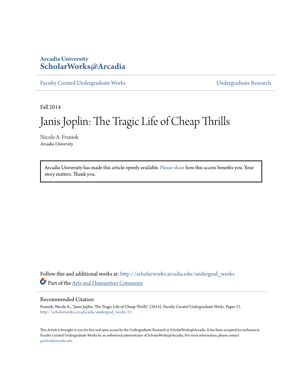 Janis Joplin: the Tragic Life of Cheap Thrills 1