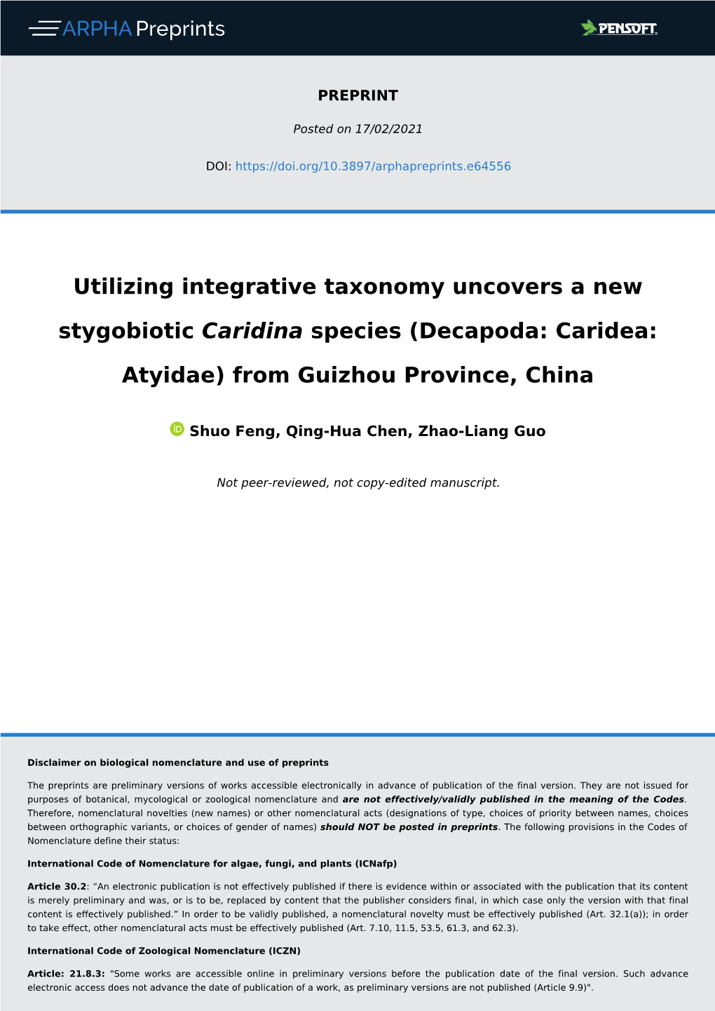 Utilizing Integrative Taxonomy Uncovers a New Stygobiotic