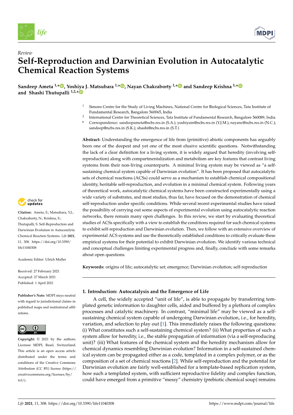 Self-Reproduction and Darwinian Evolution in Autocatalytic Chemical Reaction Systems