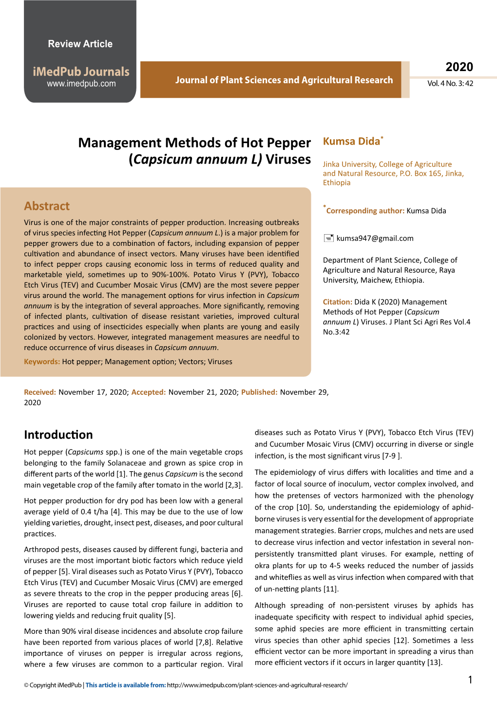 Management Methods of Hot Pepper (Capsicum Annuum L) Viruses