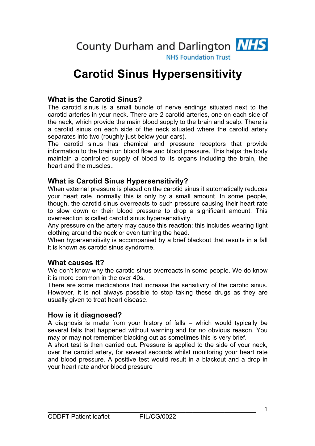 Carotid Sinus Hypersensitivity