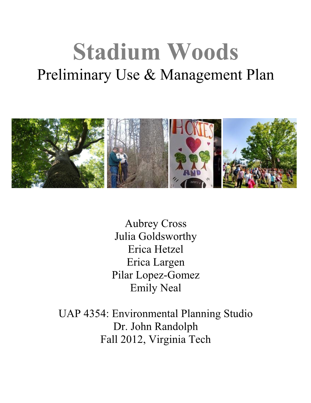 Stadium Woods Preliminary Use & Management Plan