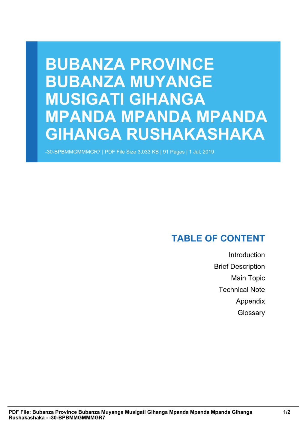 Bubanza Province Bubanza Muyange Musigati Gihanga Mpanda Mpanda Mpanda Gihanga Rushakashaka