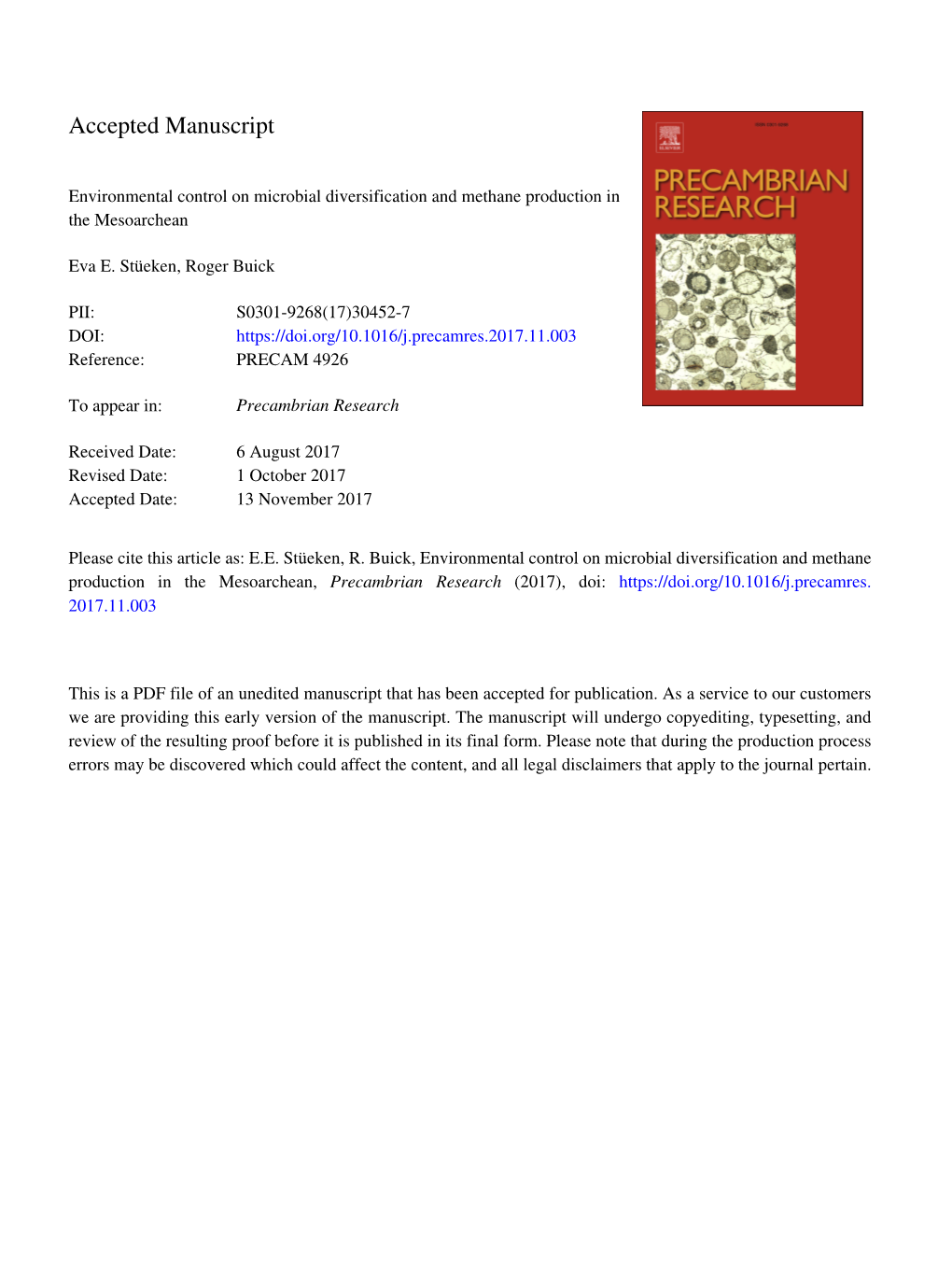 Environmental Control on Microbial Diversification and Methane Production in the Mesoarchean