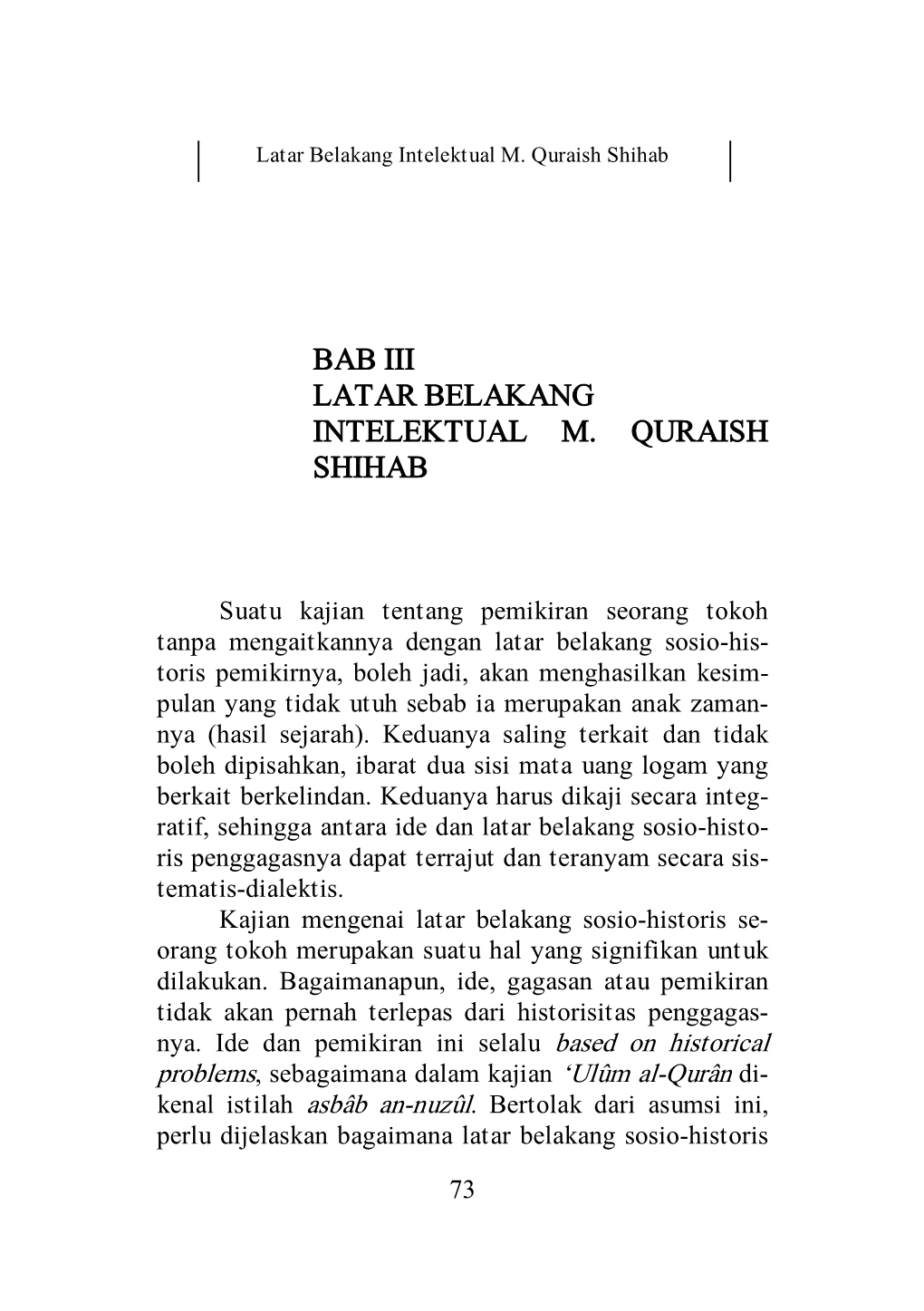 Bab Iii Latar Belakang Intelektual M. Quraish Shihab