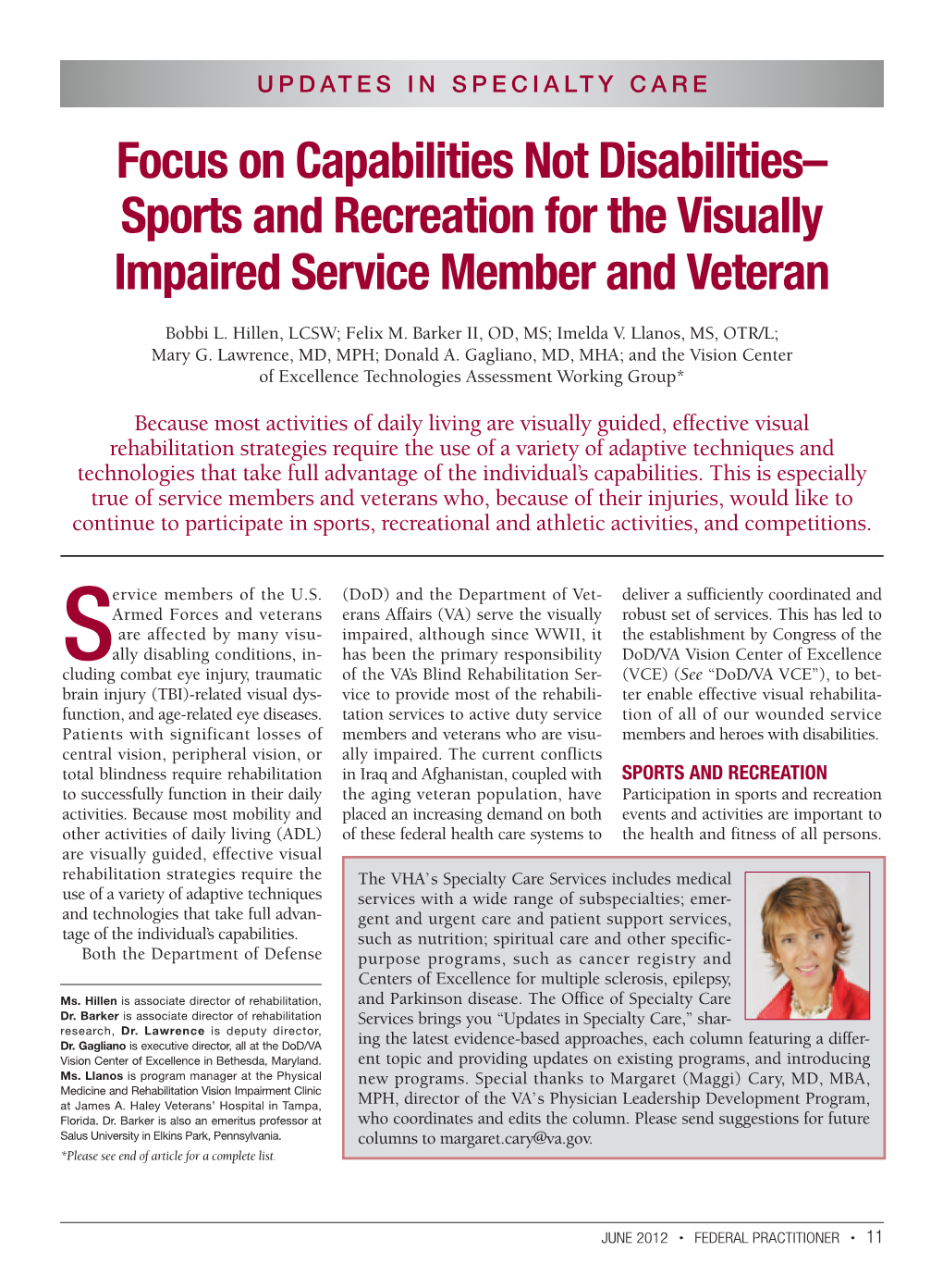 Sports and Recreation for the Visually Impaired Service Member and Veteran