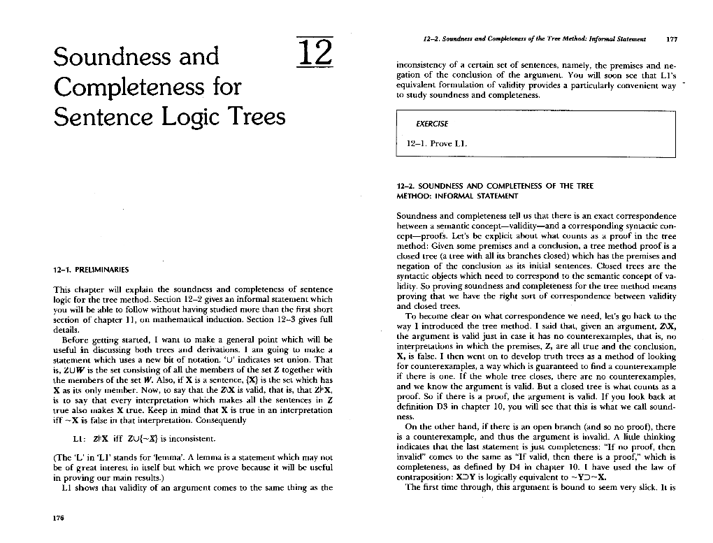 Soundness and Completeness for Sentence Logic Trees 12-3