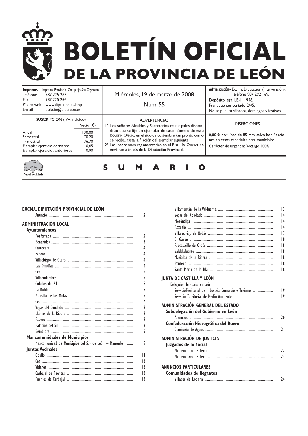 Boletín Oficial De La Provincia De León