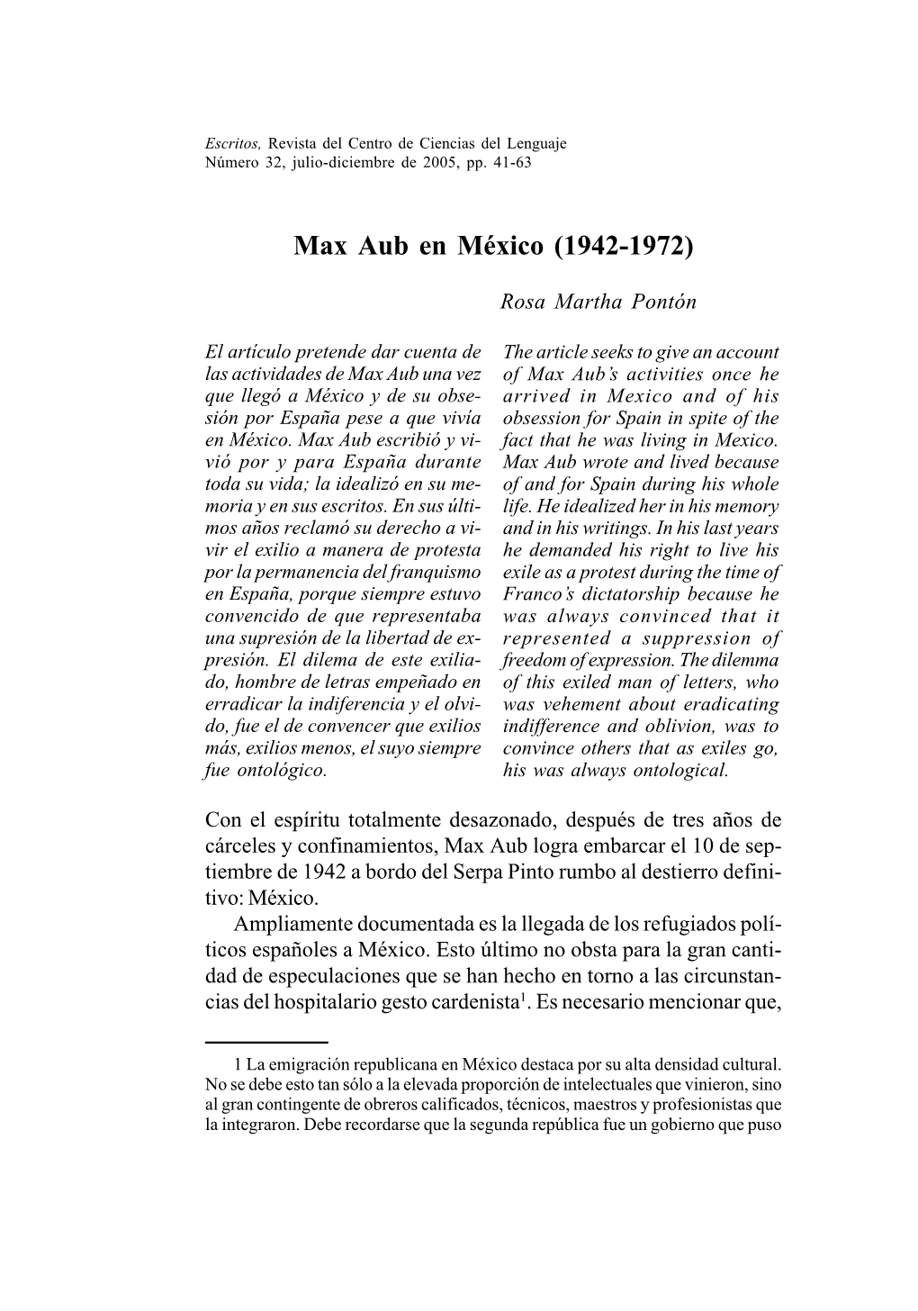 Max Aub En México (1942-1972)