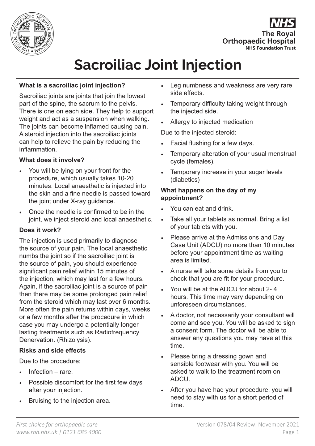 Sacroiliac Joint Injection