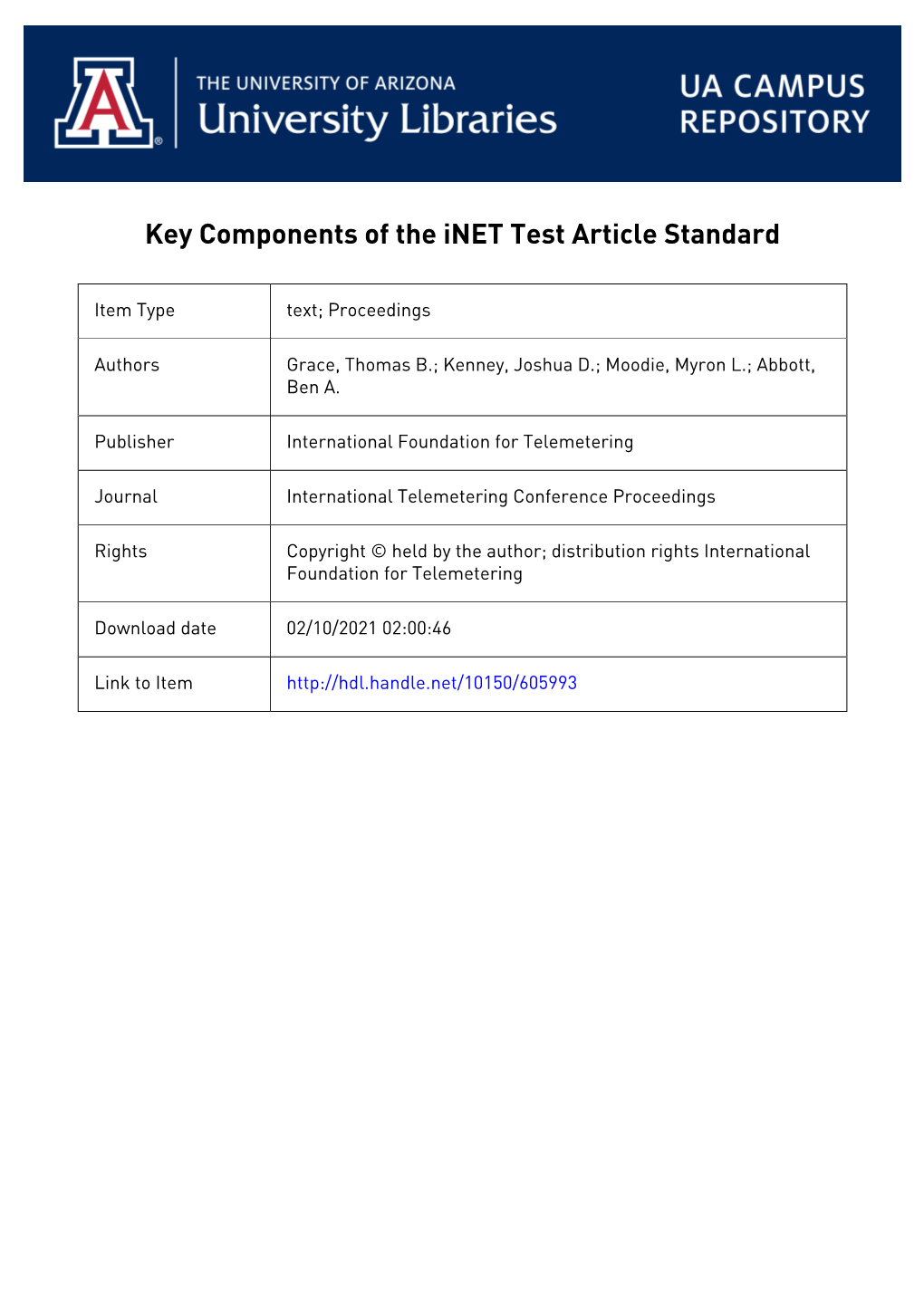 Key Components of the Inet Test Article Standard