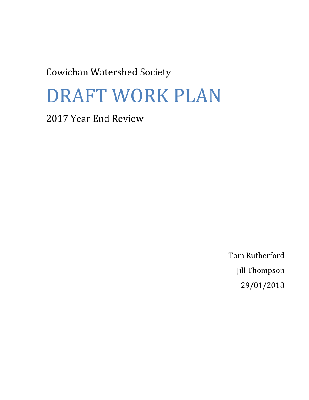 Draft Work Plan