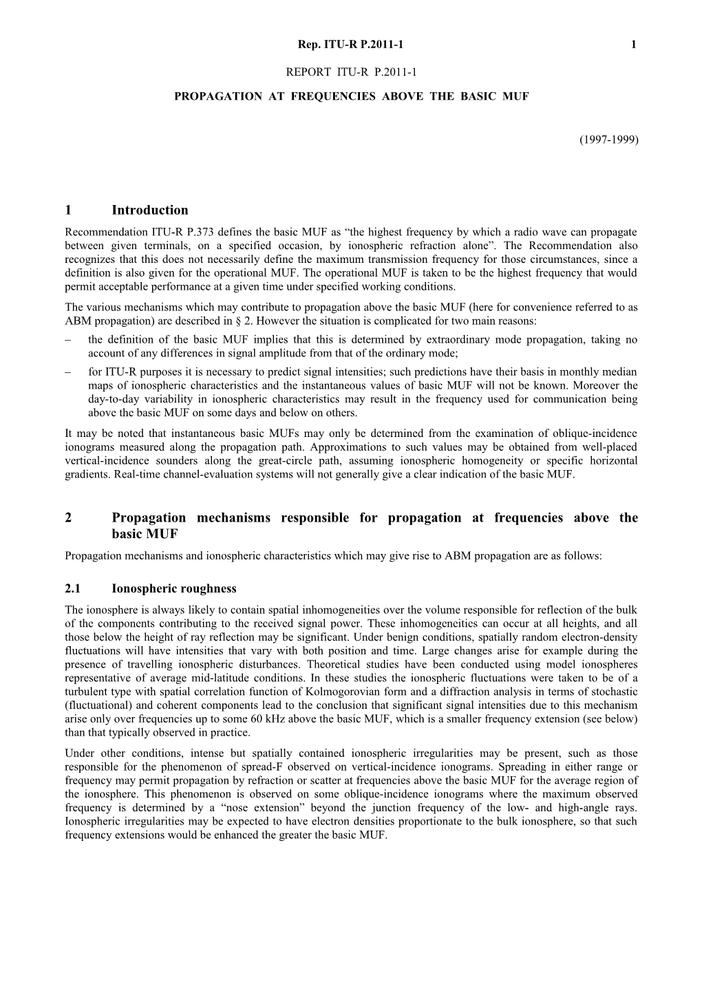 P.2011-1 - Propagation at Frequencies Above the Basic Muf