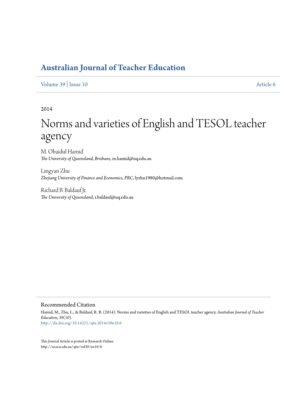 Norms and Varieties of English and TESOL Teacher Agency M