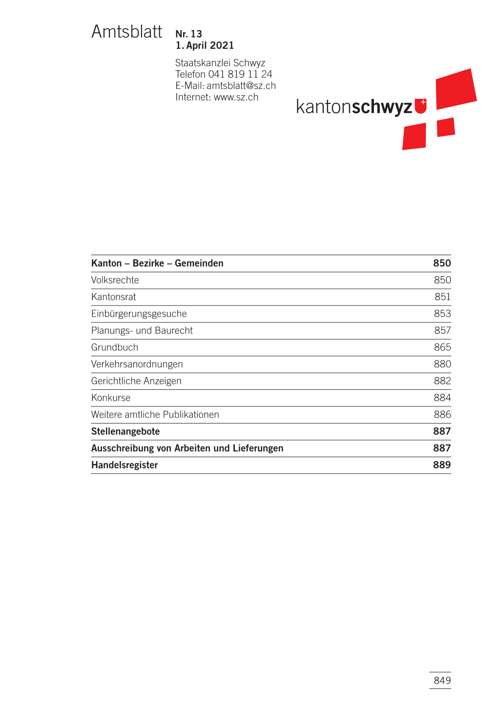 Amtsblatt Nr. 13 Vom 1. April 2021