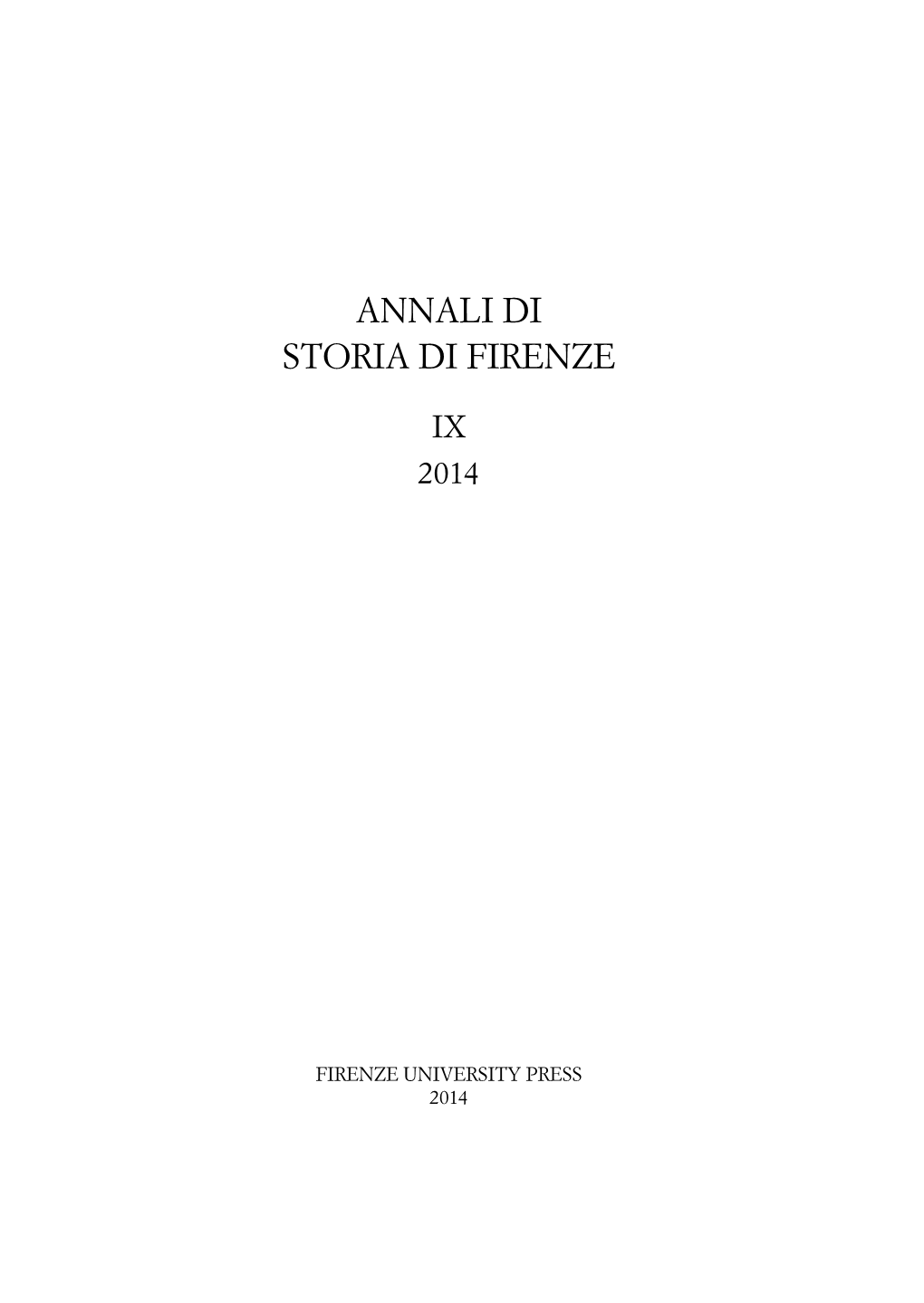 Annali Di Storia Di Firenze