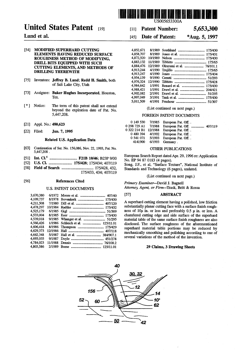 United States Patent (19) 11 Patent Number: 5,653,300 Lund Et Al