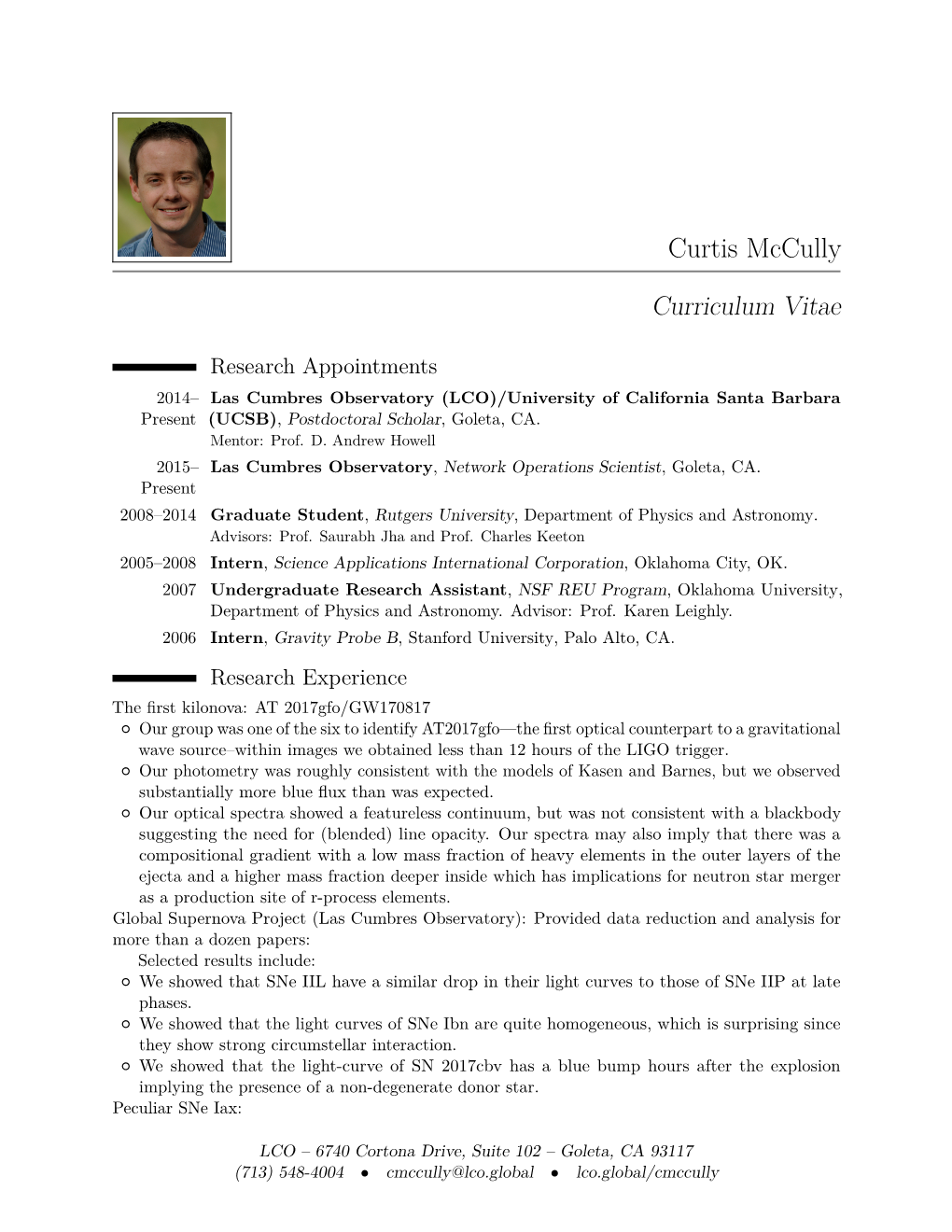 Curtis Mccully – Curriculum Vitae