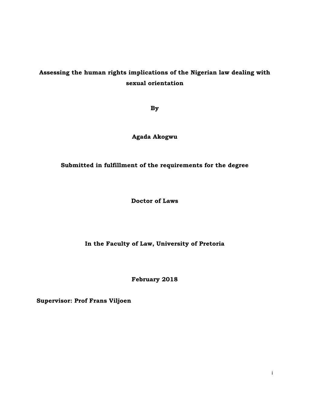 Assessing the Human Rights Implications of the Nigerian Law Dealing with Sexual Orientation