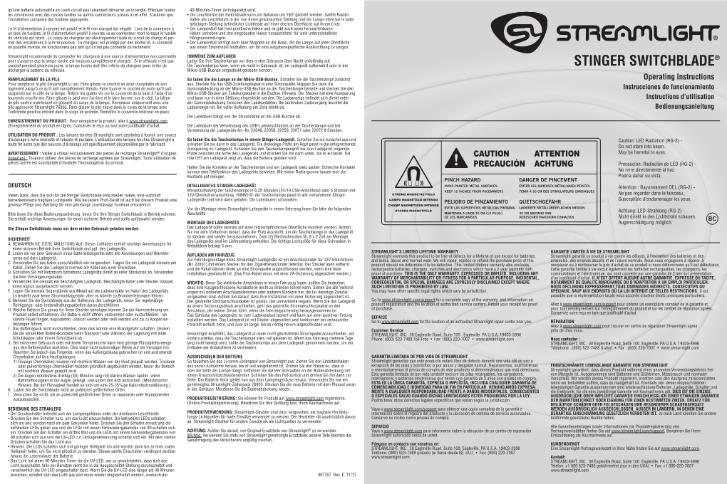 Stinger Switchblade :: Product Instructions