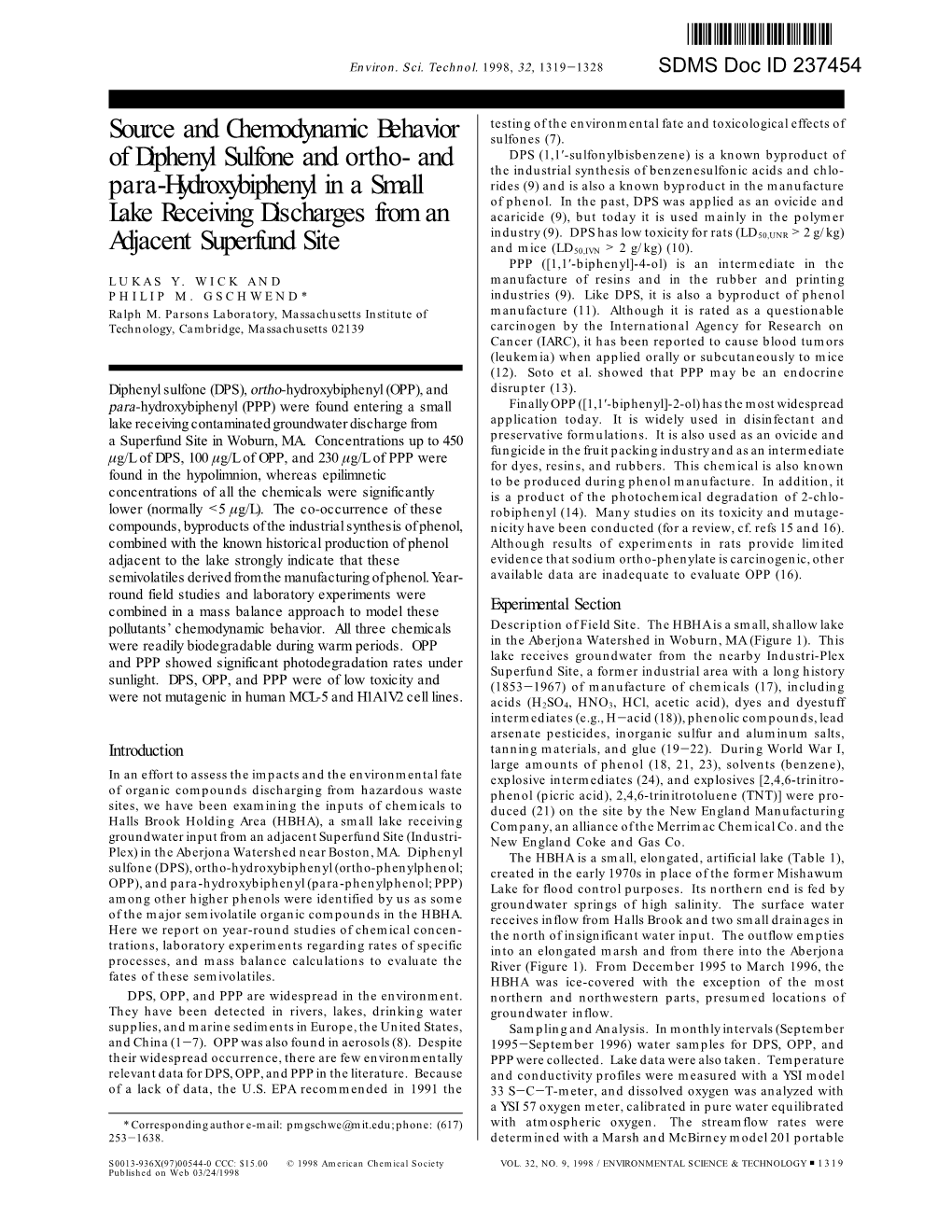 Source and Chemodynamic Behavior of Diphenyl