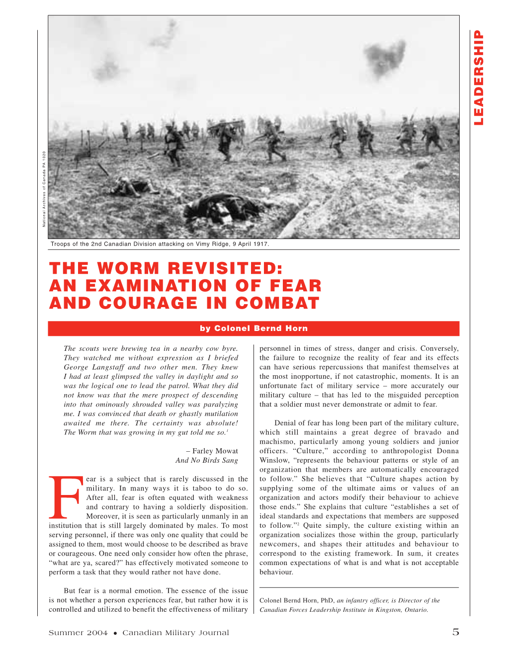 An Examination of Fear and Courage in Combat